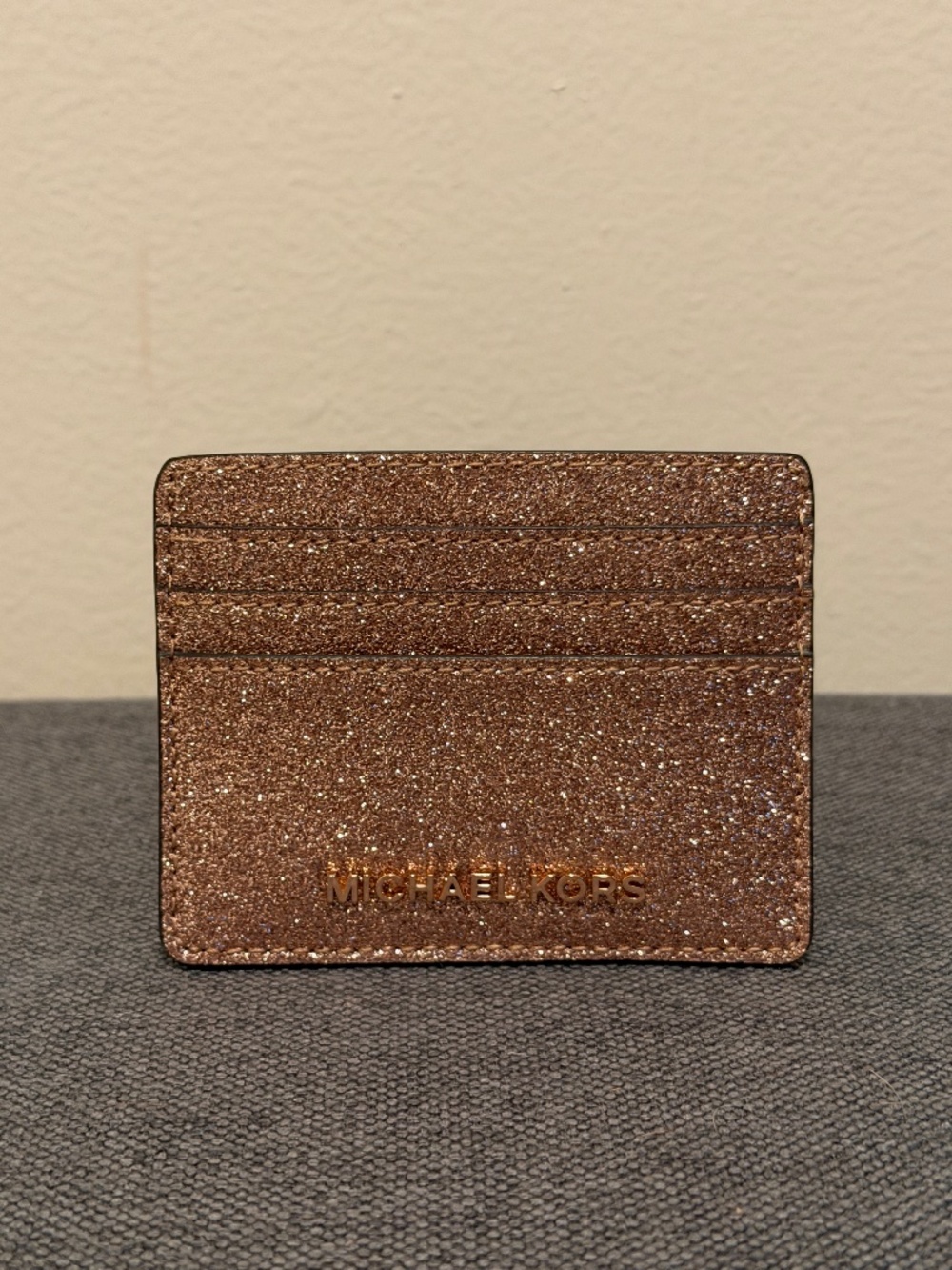 Michael Kors Rose Gold Glitter Card Holder Wallet ID HolderMichael Kors Rose Gol